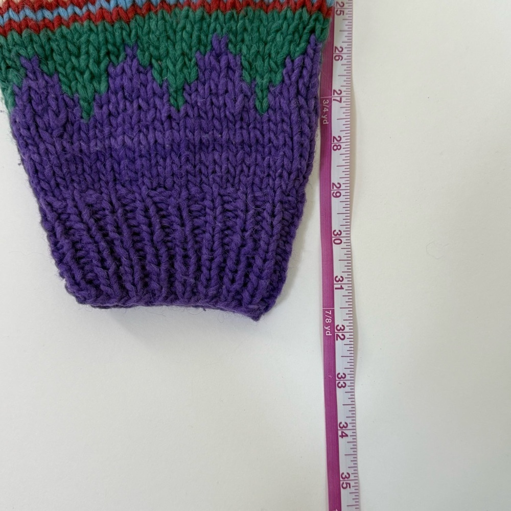 Vintage Fair Isle Chunky Knit Sweater Purple Geometric Ski handmade unisex L- XL - Picture 8 of 8